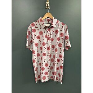 NWT Men's Small Psycho Daisy Rose-Grey Golf Polo Shirt By Chuco Golf MSRP $72.99